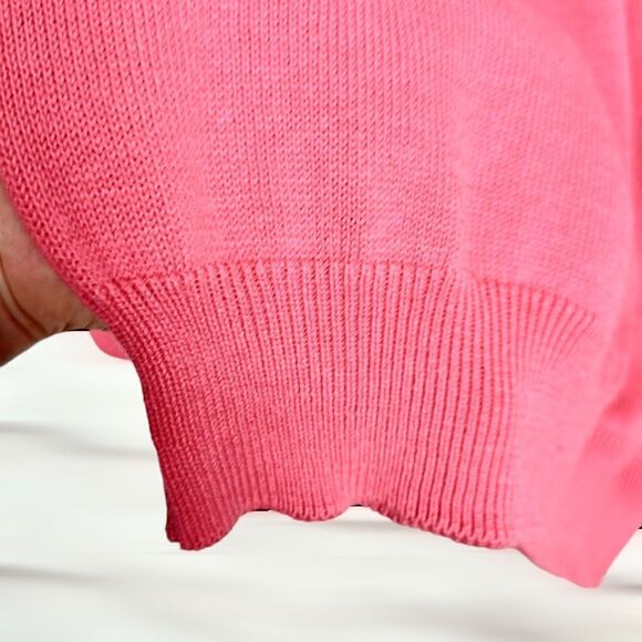 L.L. Bean Vintage Pink Cotton Sweater V-neck Pullover made in USA size L - Picture 5 of 10